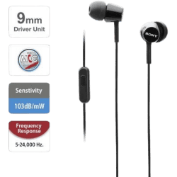 Sony in-Ear Wired Headphones with Mic | Hands-Free Call | MDR-EX155AP