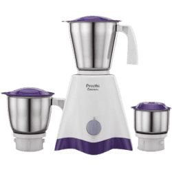 Preethi Crown MG-205 500 W Mixer Grinder with 3 Jars | White/Purple