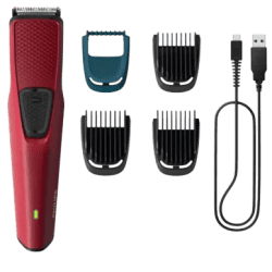 PHILIPS Trimmer | 60 min Runtime | 4 Length Settings | Maroon | BT1235/18