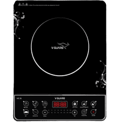 V-Guard VIC 25 Induction Cooktop | 2000 W | Electric Induction Stove with Preset Indian Menu | Temperature Control | Push button | Auto cutoff | Polished Glass