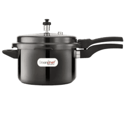 Greenchef Pressure Cooker Hard Anodized Induction Base Induction Bottom Pressure Cooker | 5 L  | Aluminium