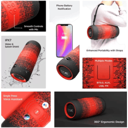 boAt Stone 1200F Bluetooth Speaker | upto 9 Hours Battery | IPX7 & RGB LEDs | 14 W | Black Raptor