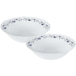 Larah | Borosil |  2Pc Multipurpose Bowl Set | White | Blue