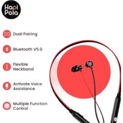Hapi Pola FLEXIPRO Wireless stereo headset | 8Hrs playtime Neckband | Bluetooth Headset