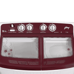 Godrej Edge Semi-Automatic Top Loading Washing Machine | 7.5 Kg |  5 star | Wine Red | WS EDGE 75 5.0 TB3 M