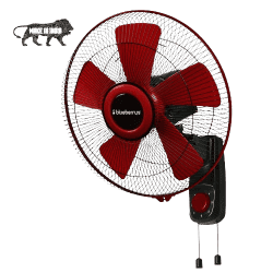 Blueberry OZON16 5 Leaf High Speed 400mm Wall Fan | Powerful Motor with Oscillation Control | Black Red