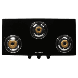 Faber Jumbo Gas Stove | Glass Top 3 Burner Gas Stove |  Auto Ignition | JUMBO 3BB BK AI | Black
