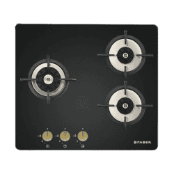 Faber Maxus HT603 CRS BR CI AI Glass Automatic Hob | 3 Burners | Black