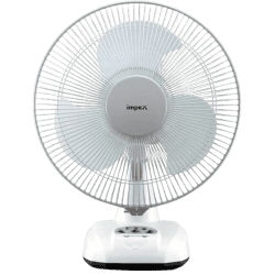 IMPEX Rechargeable Table Fan | BREEZE D3 with LED Light | 305 mm Silent Operation |  3 Blade Table Fan | White