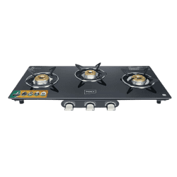 Impex AIRA Frameless Glass top Gas Stove | Black | 3 Burner