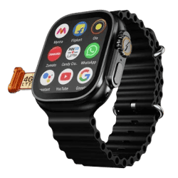 Fire Boltt Smart Watch 49.7mm(1.96 Inches) Oracle BSW203 Onyx Wave Black | 1.96 inch IPS display Android OS Built-in GPS Wi-Fi and 4G SIM connectivity Make