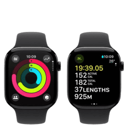 Apple Watch Series 10 | GPS | Cellular | 46mm | M/L | Jet Black Aluminium with Black Sport Band | Jet Black Strap