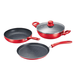 Prestige Aluminum Omega Cookware Set | Red