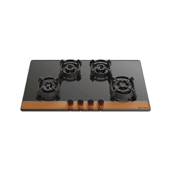 Faber Glass Electric Ignition Glass Top 4 Brass Burner Utopia | Black | HT 804 BR CI