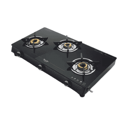 Preethi Valentino Carbon Glass Top Gas Stove | 3 Burner