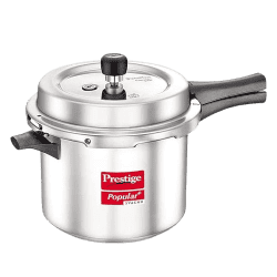 Prestige Popular Plus Svachh  | 5 L |  Virgin Aluminium Spillage Control Outer Lid Pressure Cooker | Silver | 10173