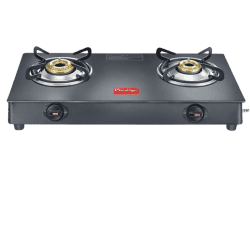 Prestige Magic Plus Glass Manual Gas Stove | 2 Burners | Black | GTMP 02