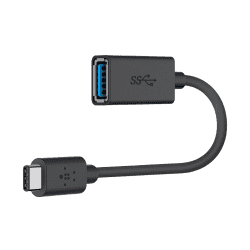 Belkin OTG Cable | F2CU036btBL | High Speed Metal Shield Reversible | Black