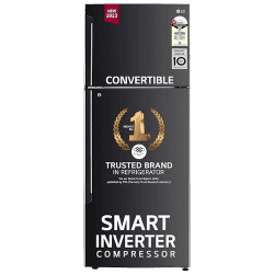LG 446 Litres 1 Star Frost Free Double Door Convertible Refrigerator |  GL-T502AESR.DESZEB | Ebony Sheen  |