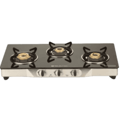 BAJAJ Majesty CGX3 Eco Glass | Stainless Steel Manual Gas Stove | 3 Burners