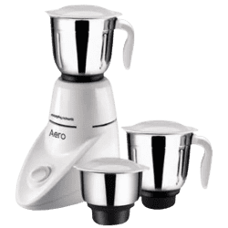 Morphy Richards Aero | New 500 Watts|  3 Jars Mixer Grinder | Stainless Steel Blades | 640101| White