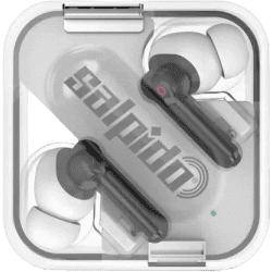 Salpido Ear Waves S06 Ear Buds with Mic True Wireless | Translucent Design | 13mm Driver Bluetooth Headset | White