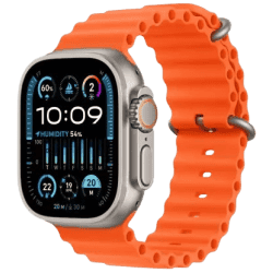 Apple Watch Ultra 2 | GPS + Cellular 49mm Titanium Case with Orange Ocean Band | Orange Strap