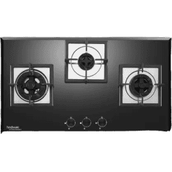 Hindware Aster 3B Steel, Glass Automatic Hob |  78CM | 3 Burners |