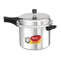 Pigeon by Stovekraft Deluxe Aluminium Outer Lid Pressure Cooker | 7.5 Litres | Silver