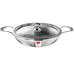 IMPEX Serene Triply Kadhai with Lid | 1.4 L capacity | 20 cm diameter | Stainless Steel