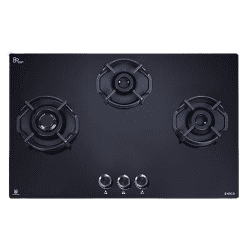 Elica | FLEXI HEXA 370 LOTUS IND HD BRASS | 3 Italian Burner | Auto Ignition Glass Top with Direct Multi-Flame  Gas Stove