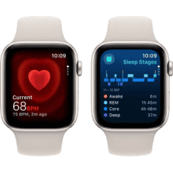 Apple Watch SE GPS + Cellular 44mm Starlight Case & Starlight Sport Band | Starlight Sport Strap