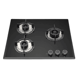 Kaff Glass Ceramic 3 Burner Glass Hob | Gas Stove | Black