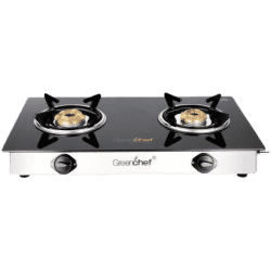 Greenchef NAMO Series Glass Manual Gas Stove | 2 Burners