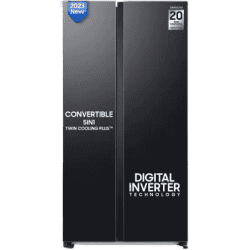 SAMSUNG 644 L Frost Free Side by Side 3 Star Refrigerator | RS76CG8133B1HL | Black Matt