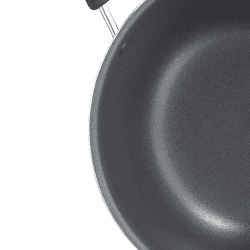Prestige Omega Select Plus Aluminium Non-Stick Flat Base Kadhai with Lid | 27 cm | Black