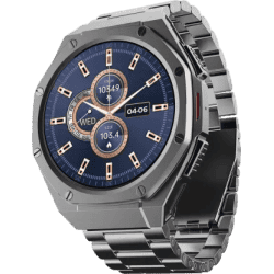 boAt Enigma X600 Smartwatch with Bluetooth Calling | AMOLED Display | IP68 Water Resistant | Classic Silver Strap