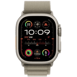 Apple Watch Ultra 2 | GPS + Cellular 49mm Titanium Case with Olive Alpine Loop  Large  | Olive Green Strap