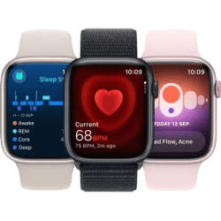 Apple Watch Series 9 | GPS 45mm Silver Aluminium Case with Storm Blue Sport Band |Silver Strap