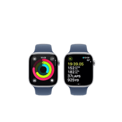 Apple Watch Series 10 | GPS | Cellular | 46mm | S/M |  Silver Aluminium Case With Sport Band | Denim Strap | MWY03HN/A