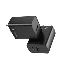 Portronics Mach Adapto 70 Dual Port Fast Charging Adaptor | 33 W | Black | POR 2029