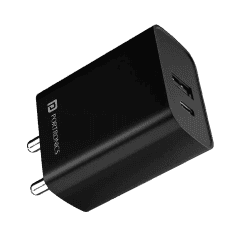 Portronics Mach Adapto 70 Dual Port Fast Charging Adaptor | 33 W | Black | POR 2029