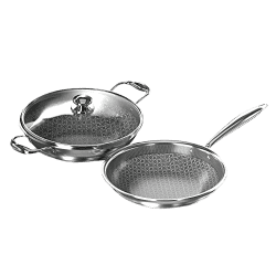 IMPEX | Serene | Triply stainless steel Honeycomp | 2Pcs set kadai Pan And Fry Pan | Induction Bottom Cookware Set