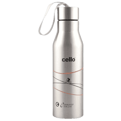 Cello | 900ml | Refresh Stainless Steel Double Walled Water Bottle | Hot and Cold | Silver