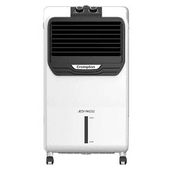 Crompton Jedi PAC Personal Air Cooler- 22L, with Everlast Pump, 4-Way Air Deflection and Honeycomb pads | White & Black