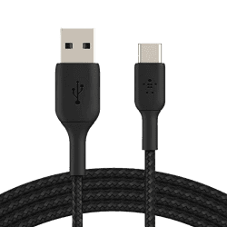 Belkin Data Cable | Type C | Tough Unbreakable Braided Nylon Cable | 1 Meter | Black
