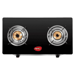 Pigeon by Stovekraft Favourite Glass Top Gas Stove |  2 Burner  | Manual Ignition | Black