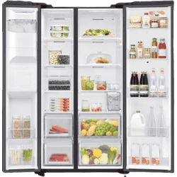 SAMSUNG 657 L Frost Free Side by Side Refrigerator | Gentle Black Matt | RS74T5F01B4/TL