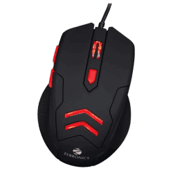 ZEBRONICS Feather Wired Optical Gaming Mouse USB 2.0 | Black