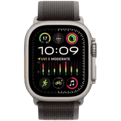 Apple Watch Ultra 2 | GPS + Cellular 49mm Titanium Case with Blue/Black Trail Loop Black Strap